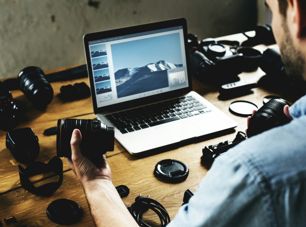 Photographer with camera equipment